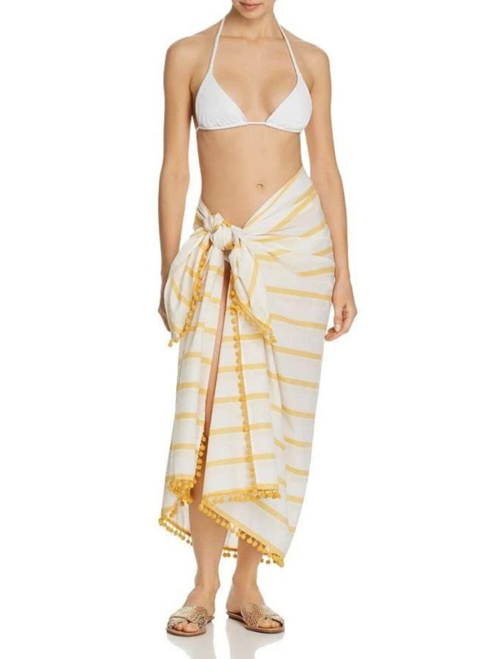 Red Carter Amber Striped Sarong Swim Cover Up One Size